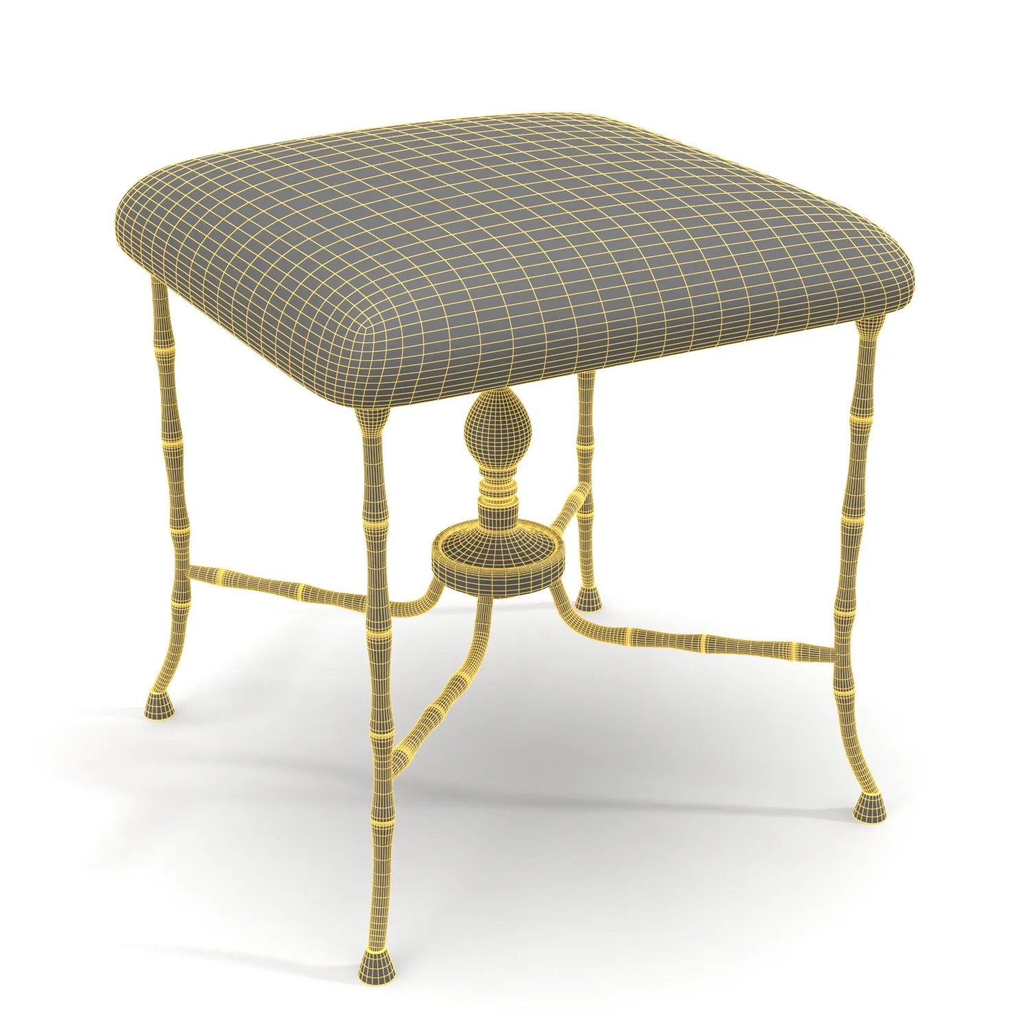 Antique Metal Stool With Seat Covered PBR 3D Model_07